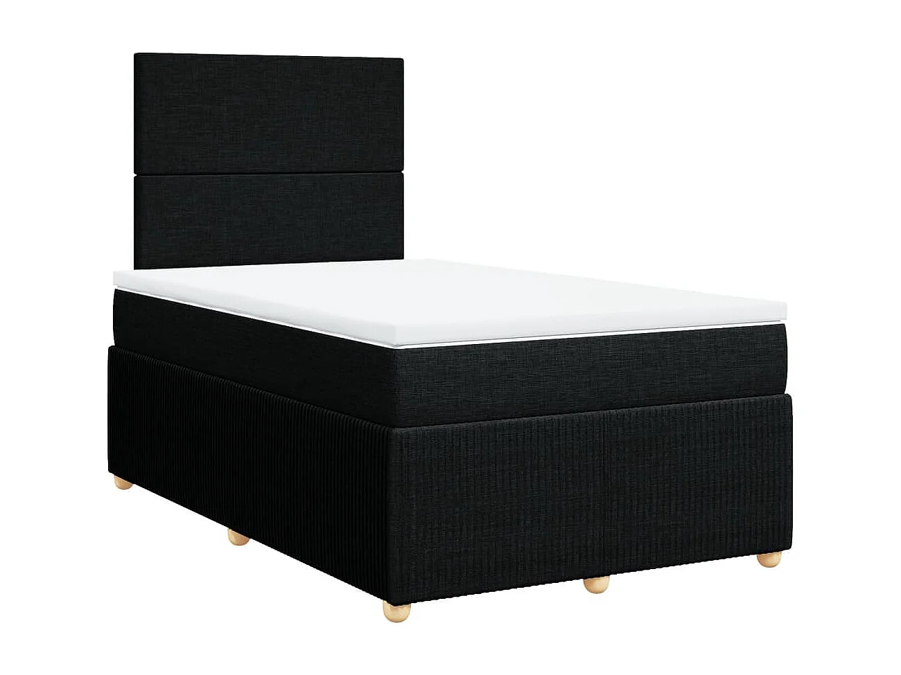 Cama box spring con colchón tela negro 120x200 cm