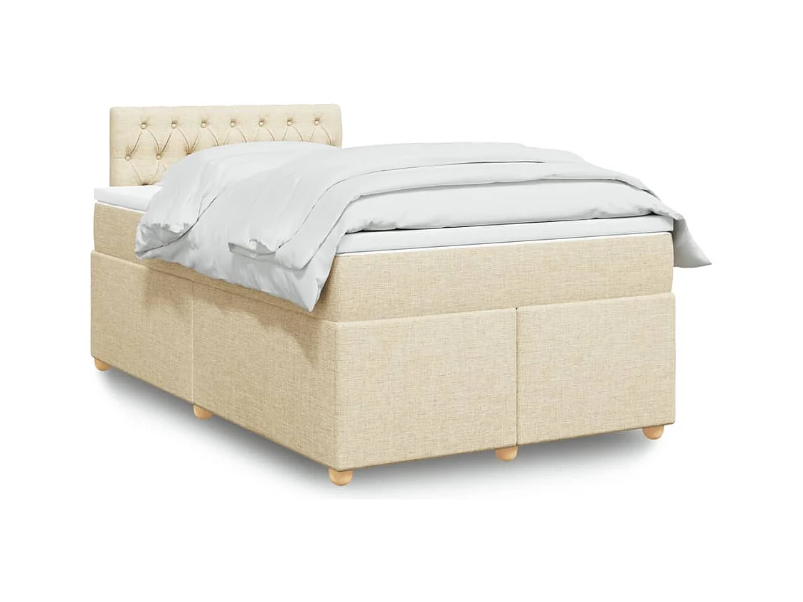 Boxspring met matras stof crèmekleurig 120x190 cm