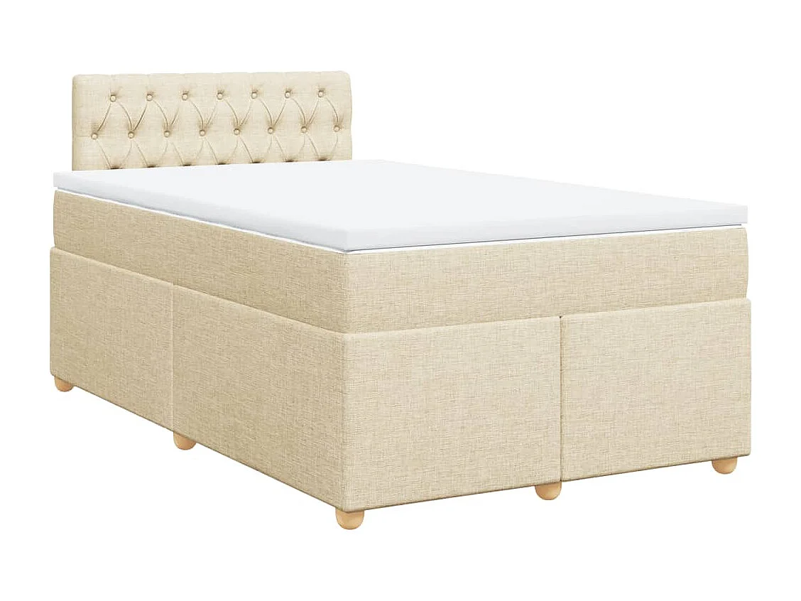Cama box spring con colchón tela color crema 120x190 cm
