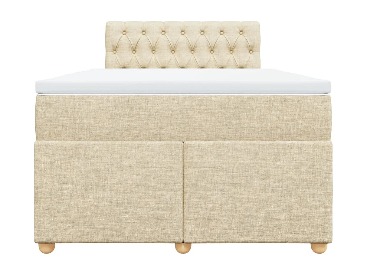 Cama box spring con colchón tela color crema 120x190 cm