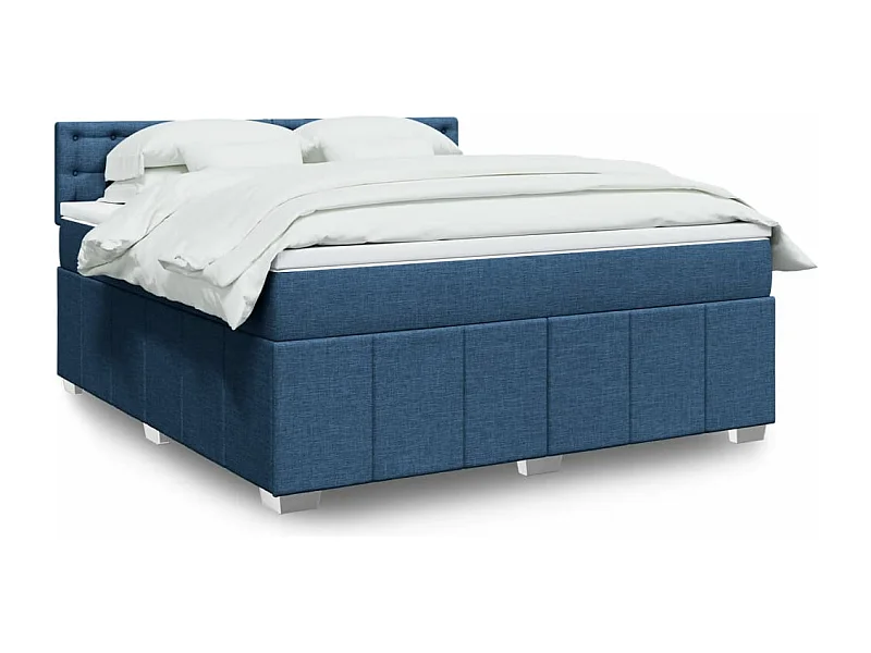 Boxspring met matras stof blauw 180x200 cm