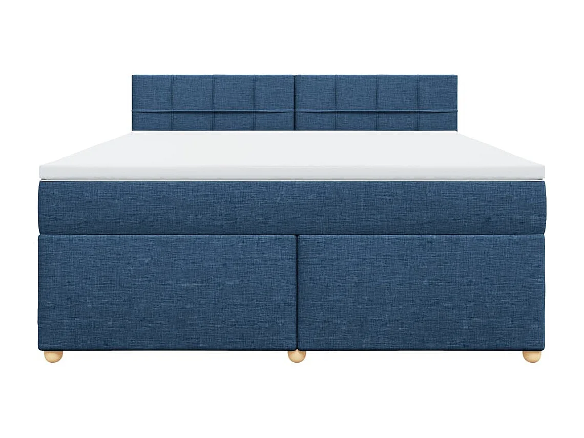 Cama box spring con colchón tela azul 180x200 cm