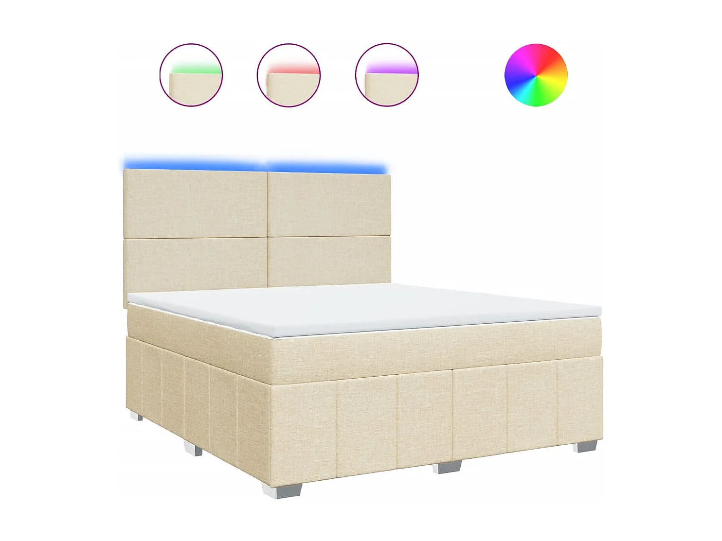 Sommier à lattes de lit avec matelas Crème 180x200 cm Tissu