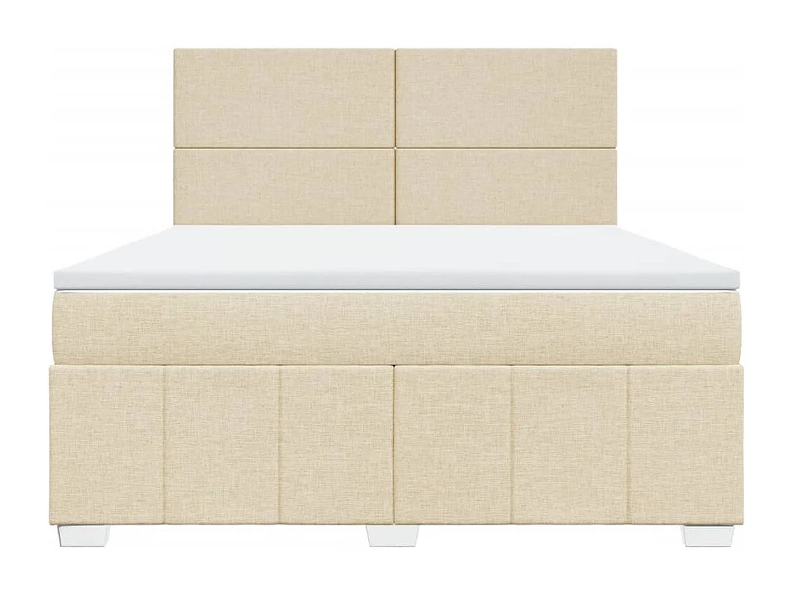 Sommier à lattes de lit avec matelas Crème 180x200 cm Tissu