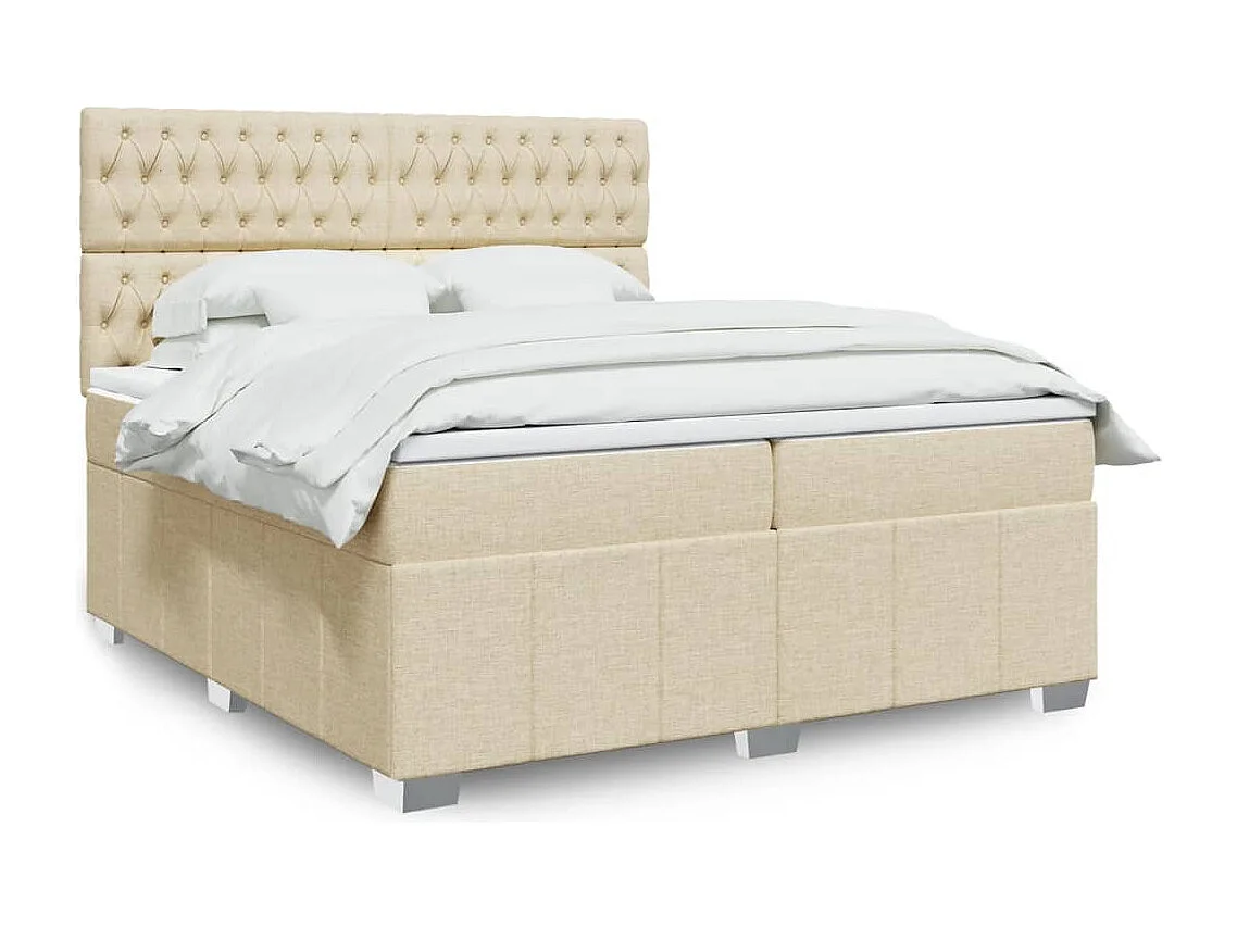 Sommier à lattes de lit avec matelas Crème 200x200 cm Tissu