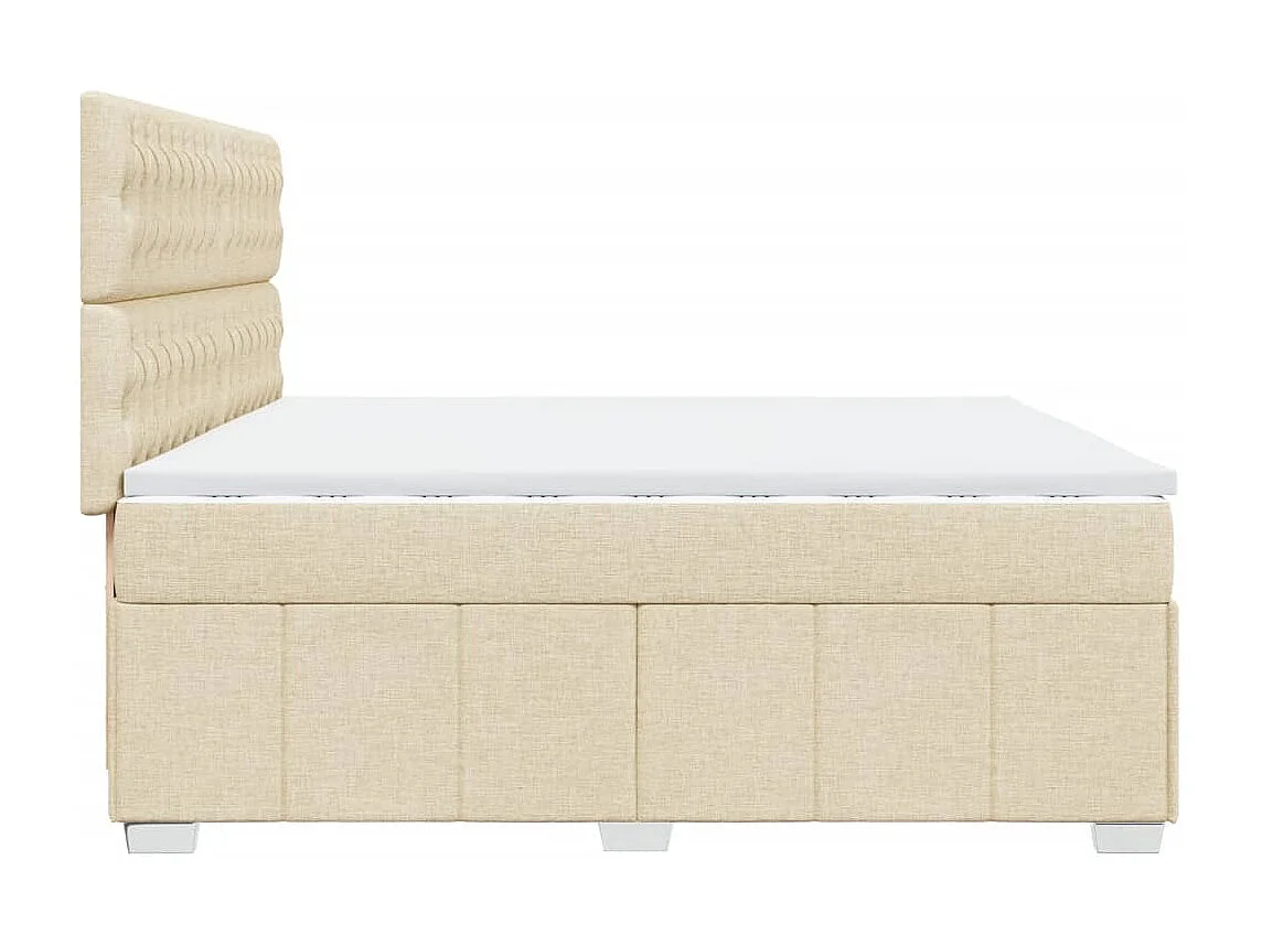 Sommier à lattes de lit avec matelas Crème 200x200 cm Tissu