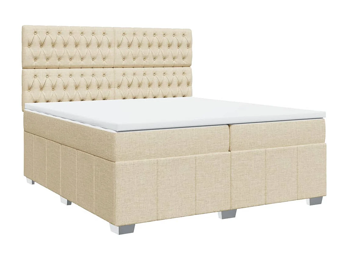 Sommier à lattes de lit avec matelas Crème 200x200 cm Tissu