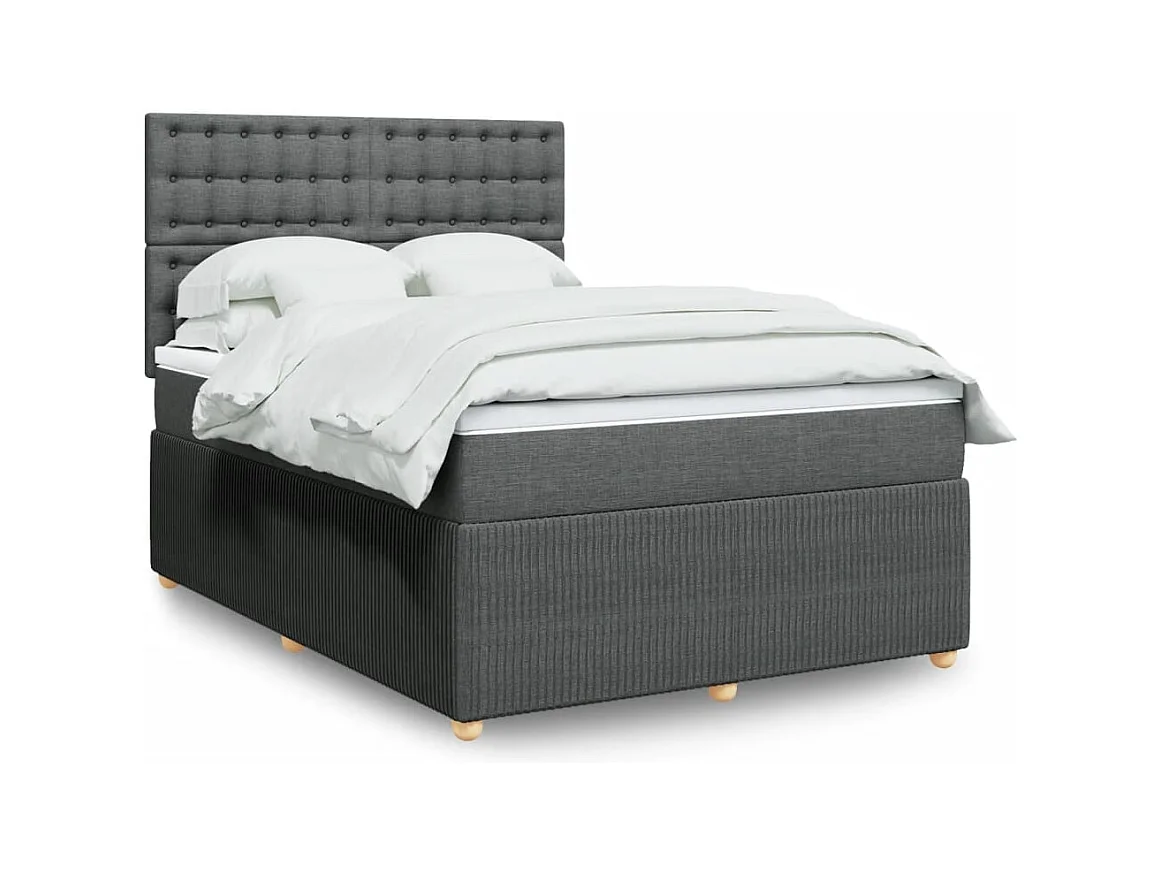 Sommier à lattes de lit avec matelas Gris foncé 140x190cm Tissu