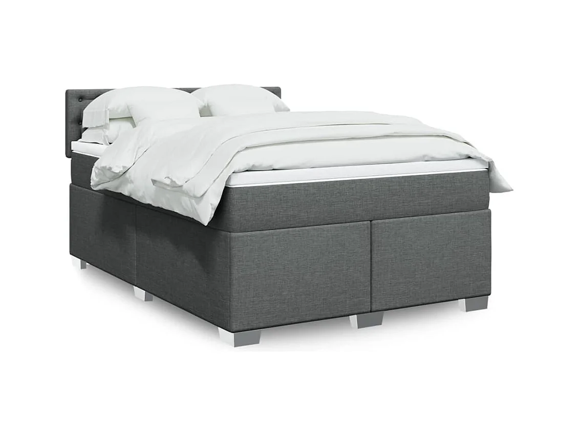 Sommier à lattes de lit avec matelas Gris foncé 160x200cm Tissu