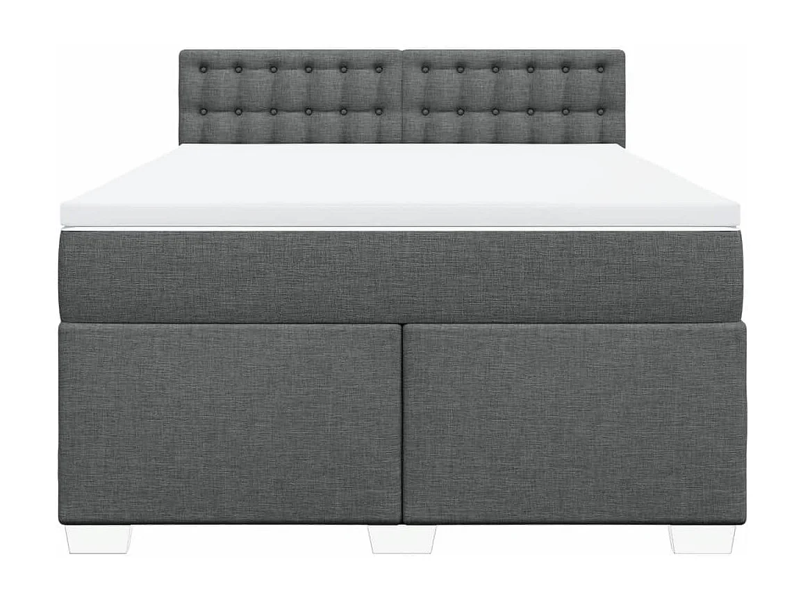 Sommier à lattes de lit avec matelas Gris foncé 160x200cm Tissu