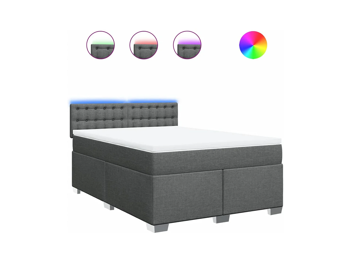 Sommier à lattes de lit avec matelas Gris foncé 160x200cm Tissu