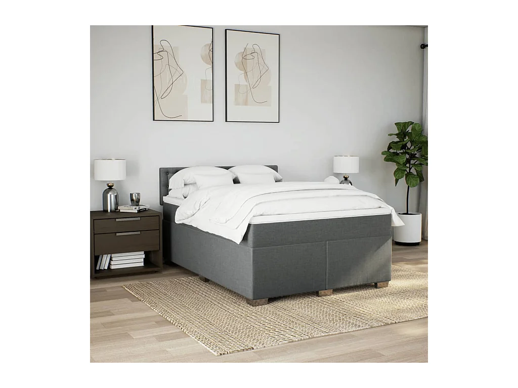 Sommier à lattes de lit avec matelas Gris foncé 160x200cm Tissu