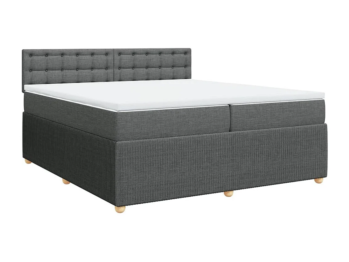 Cama box spring con colchón tela gris oscuro 200x200 cm