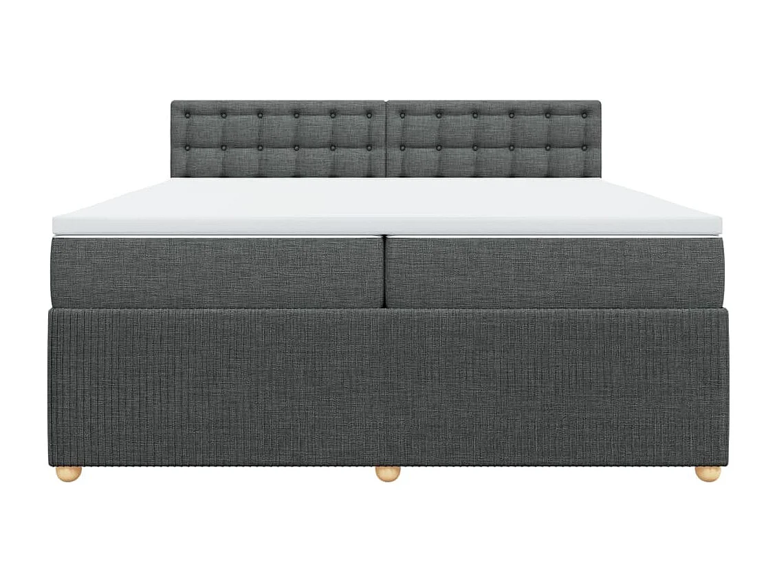 Cama box spring con colchón tela gris oscuro 200x200 cm