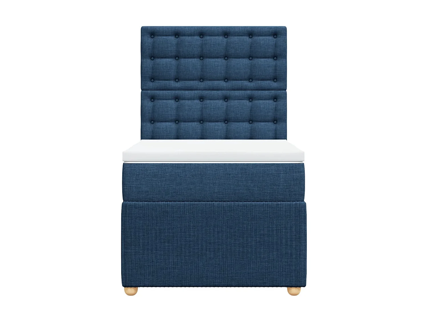 Cama box spring con colchón tela azul 80x200 cm