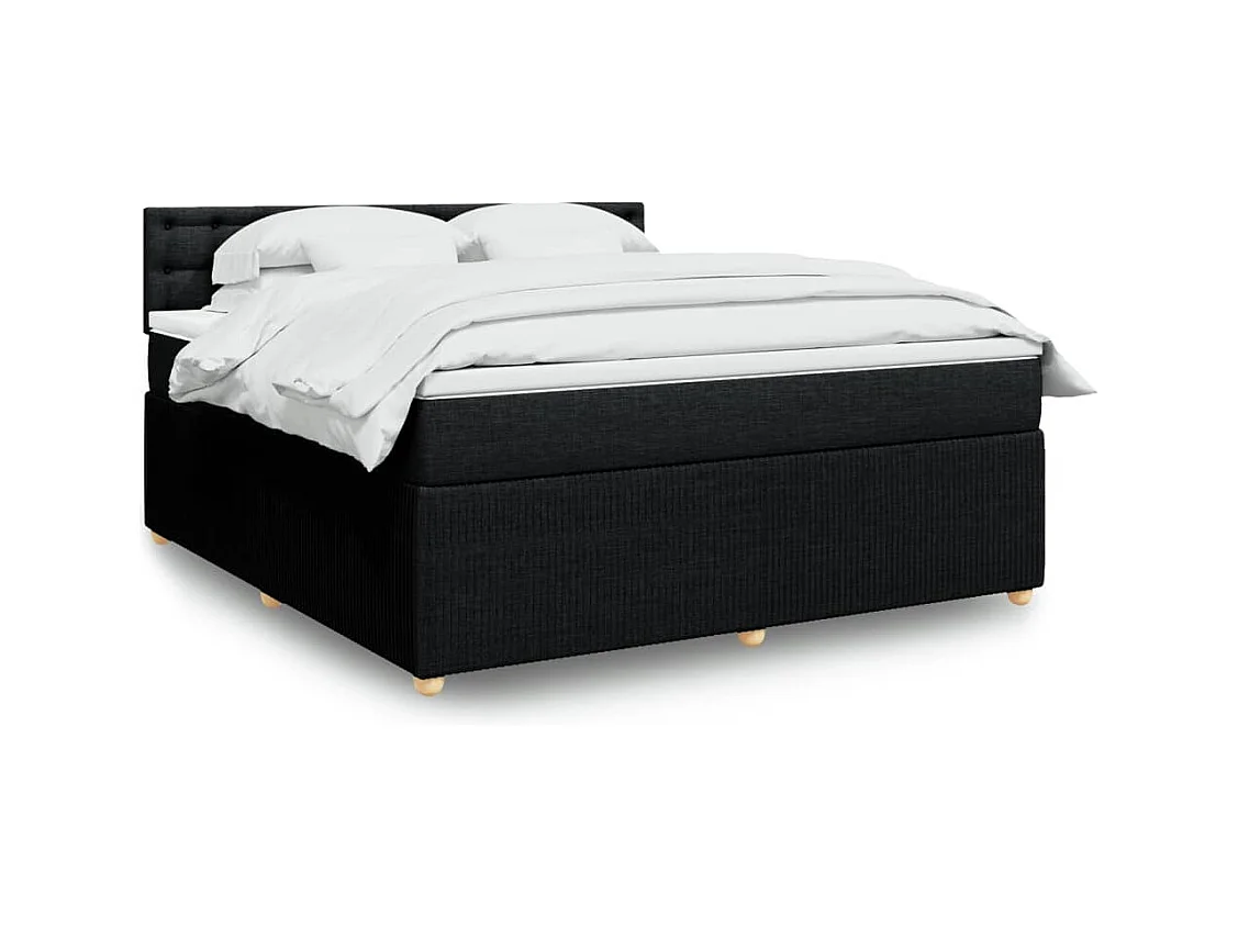 Sommier à lattes de lit avec matelas Noir 180x200 cm Tissu