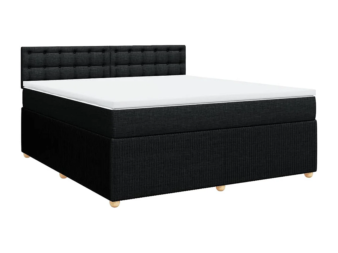 Cama box spring con colchón tela negro 180x200 cm