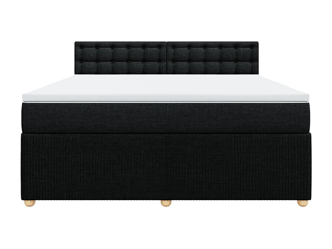 Cama box spring con colchón tela negro 180x200 cm