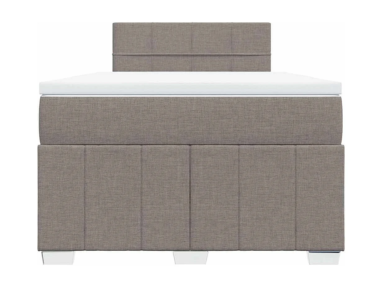 Cama box spring con colchón tela gris taupe 120x200 cm