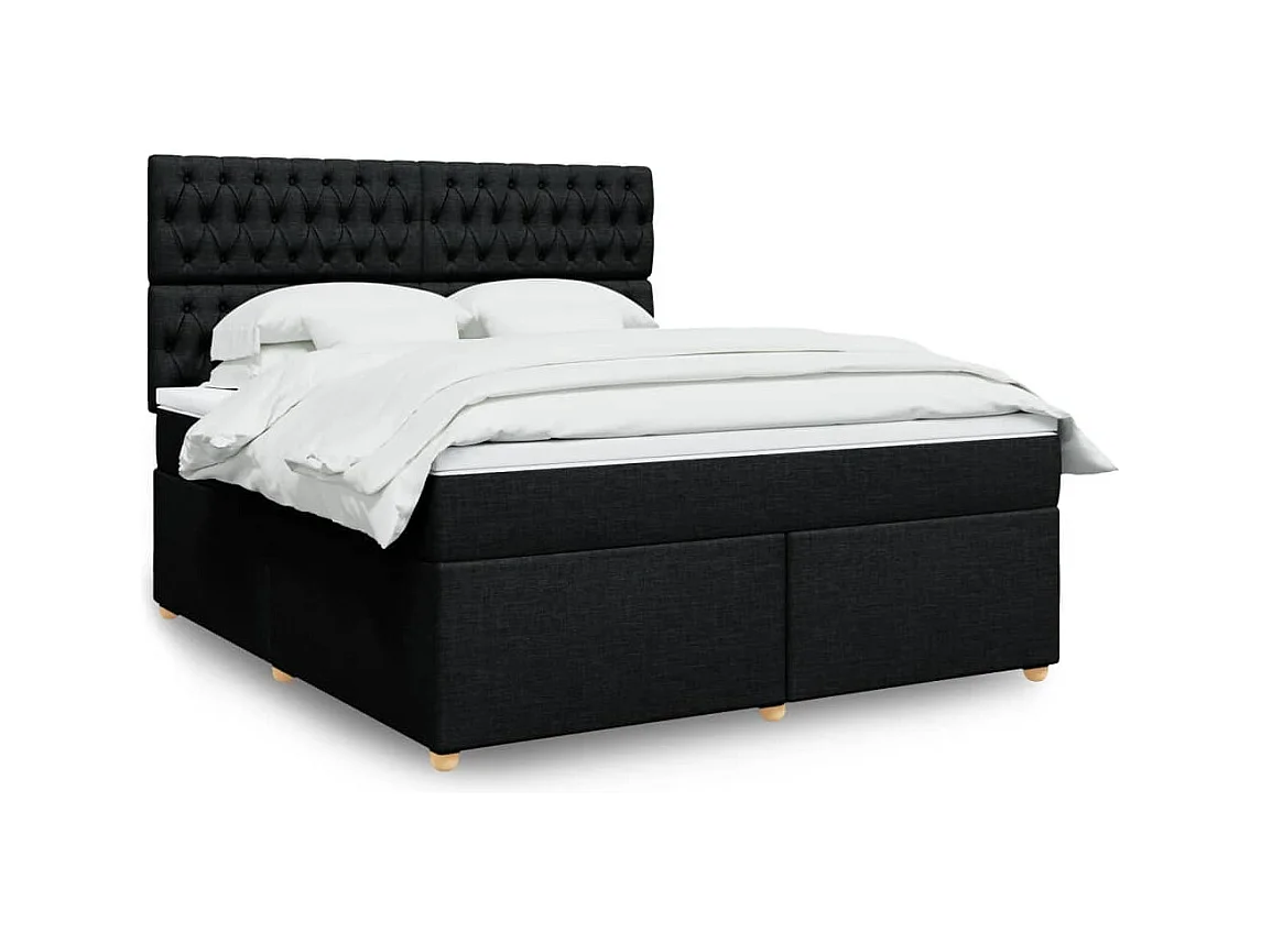 Sommier à lattes de lit avec matelas Noir 180x200 cm Tissu