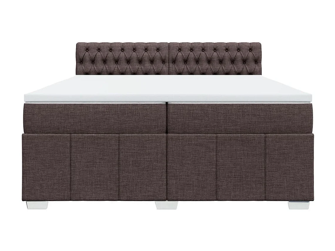 Cama box spring con colchón tela marrón oscuro 200x200 cm