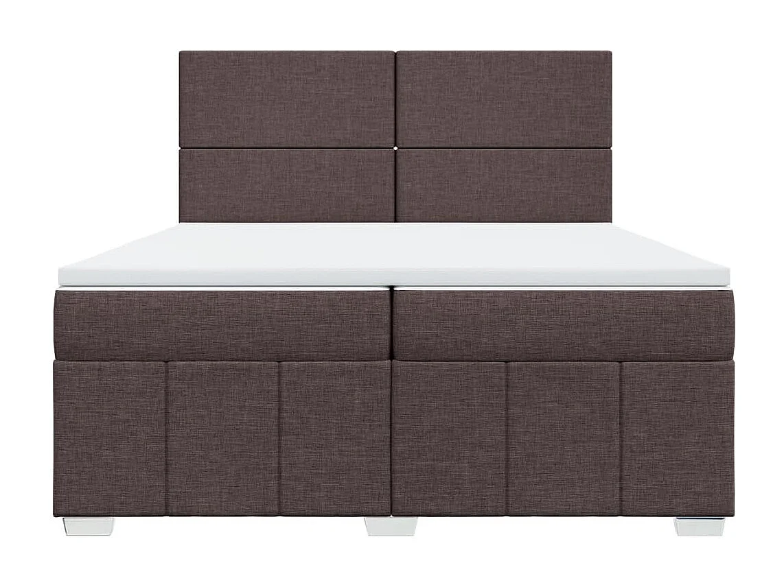 Cama box spring con colchón tela marrón oscuro 200x200 cm