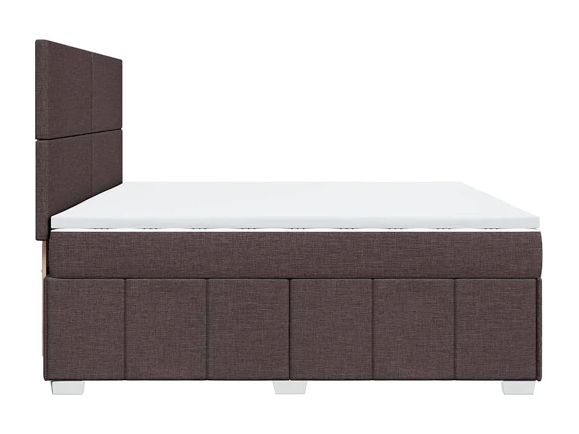 Cama box spring con colchón tela marrón oscuro 200x200 cm