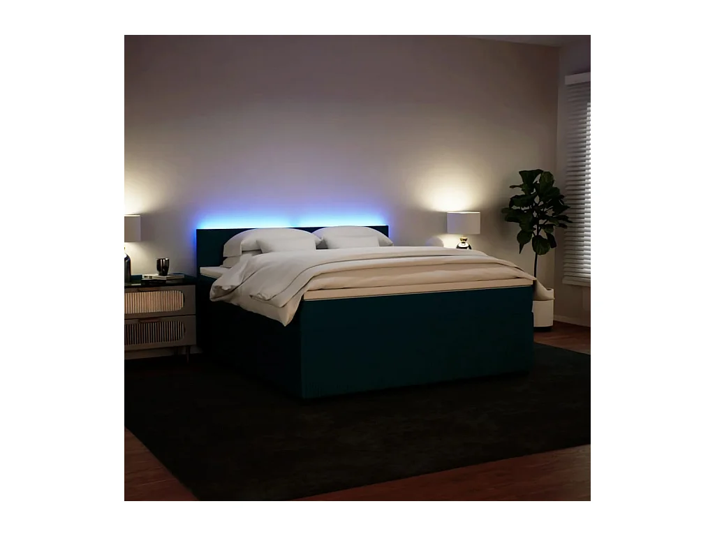 Cama com molas/colchão 180x200 cm veludo azul