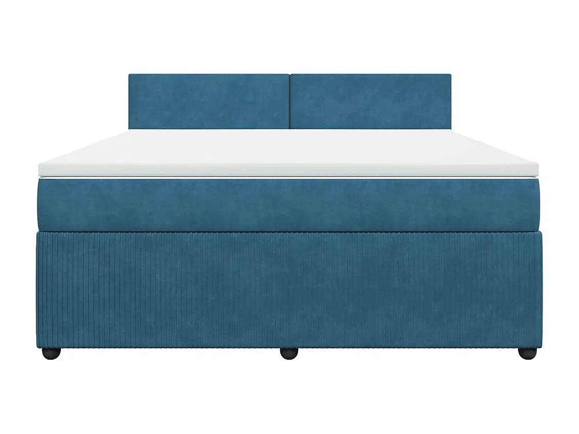 Sommier à lattes de lit et matelas bleu 180x200 cm velours