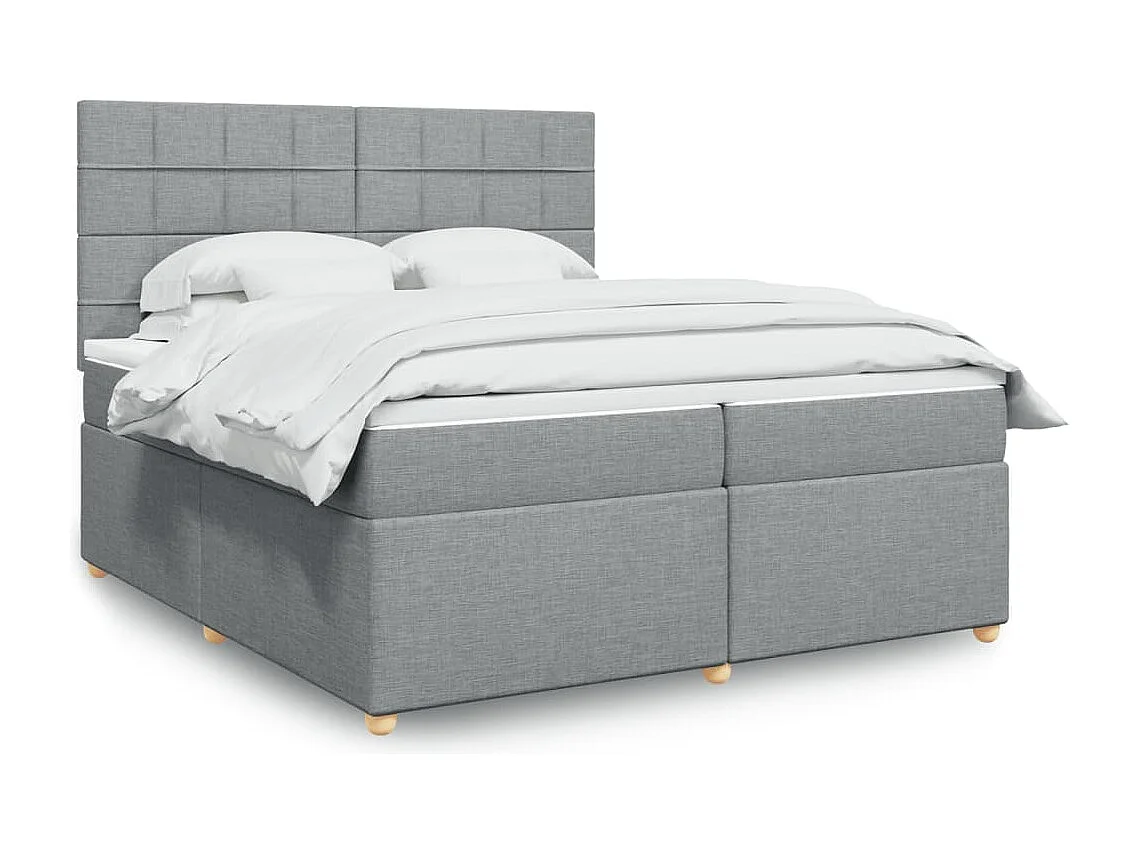 Sommier à lattes de lit avec matelas Gris clair 200x200cm Tissu
