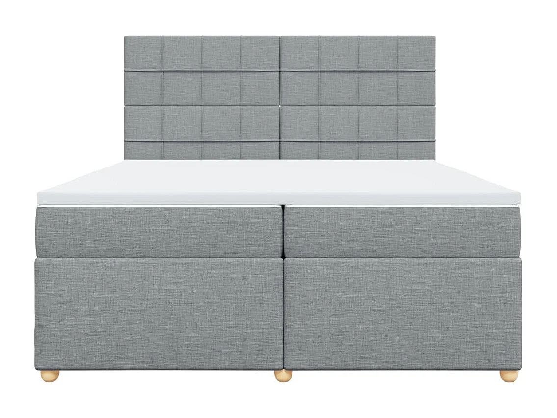 Cama box spring con colchón tela gris claro 200x200 cm