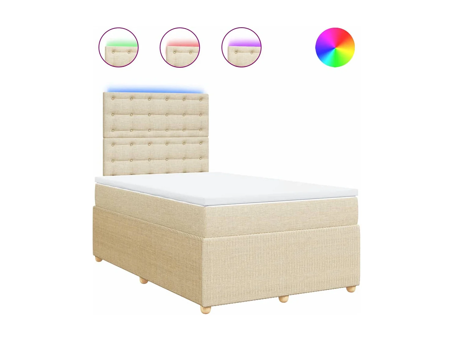 Sommier à lattes de lit avec matelas Crème 120x200 cm Tissu