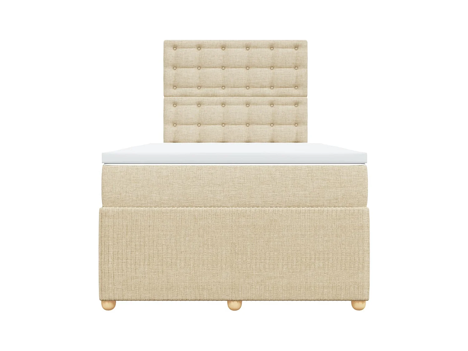 Cama box spring con colchón tela color crema 120x200 cm