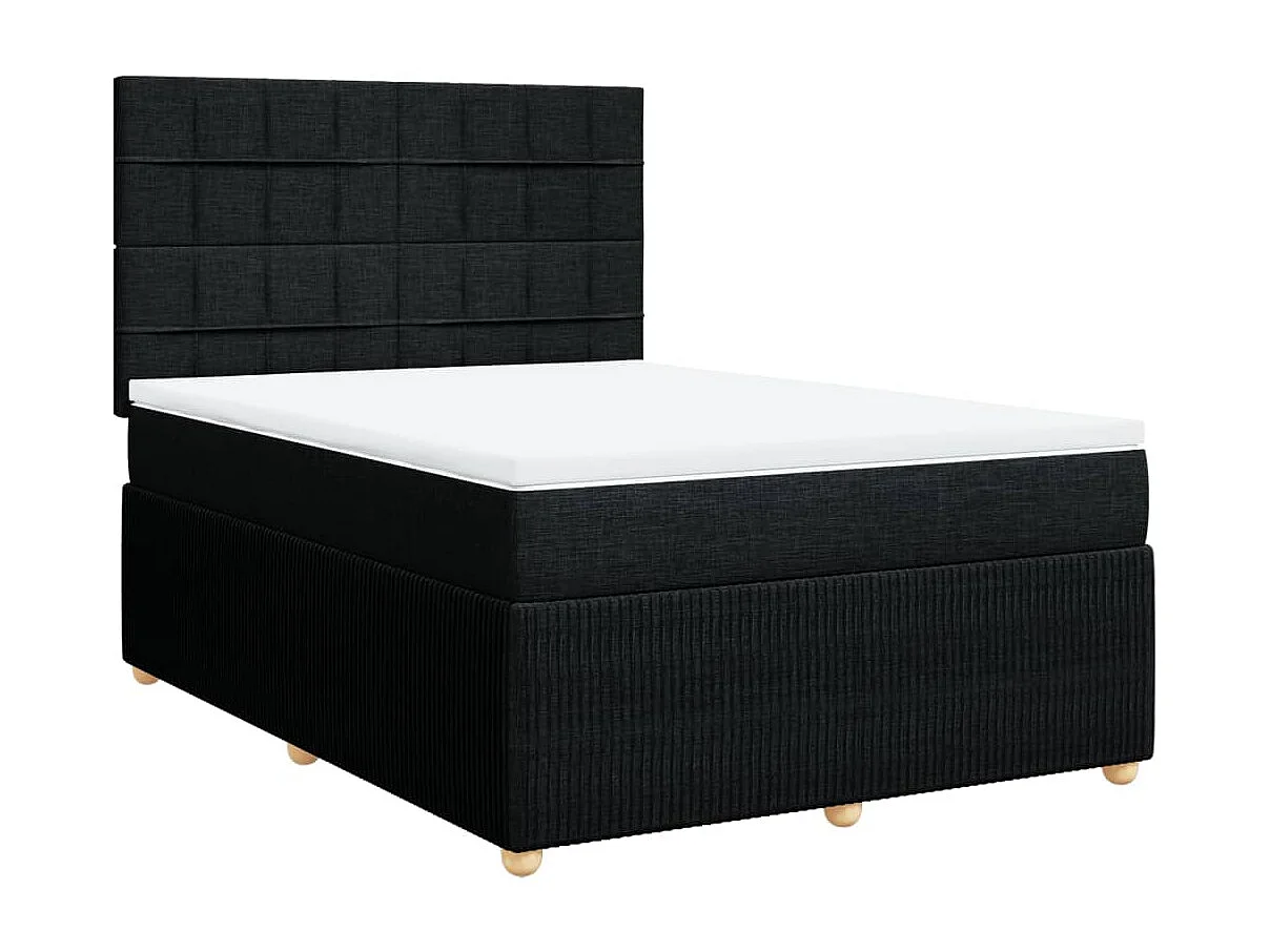 Cama box spring con colchón tela negro 140x190 cm