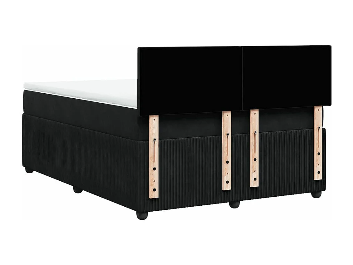 Sommier à lattes de lit avec matelas Noir 140x190 cm Velours