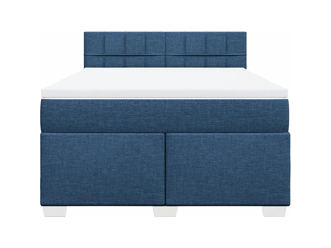 Sommier à lattes de lit avec matelas Bleu 160x200 cm Tissu