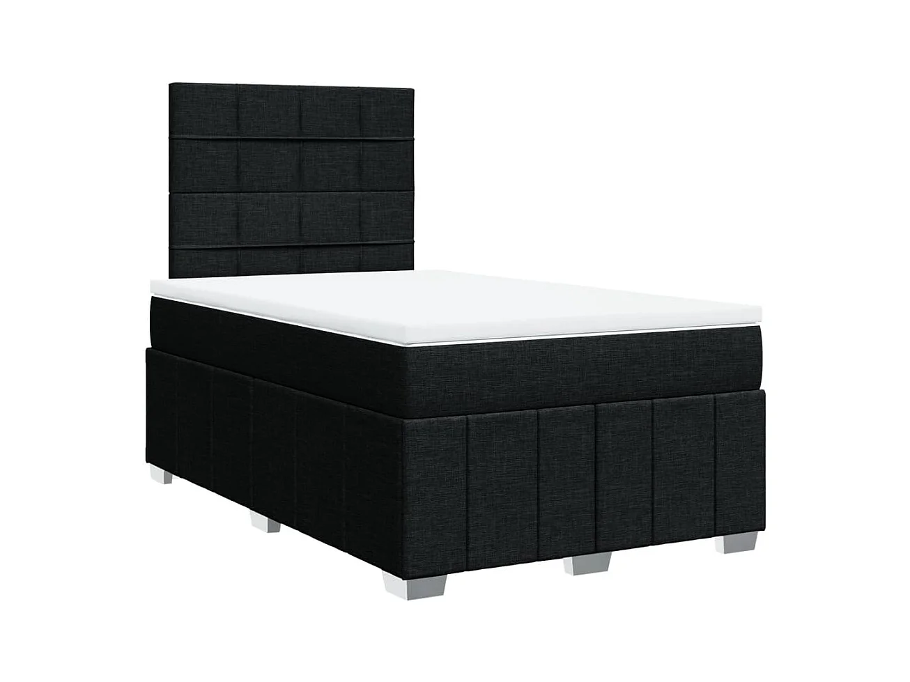 Sommier à lattes de lit avec matelas noir 120x190 cm tissu
