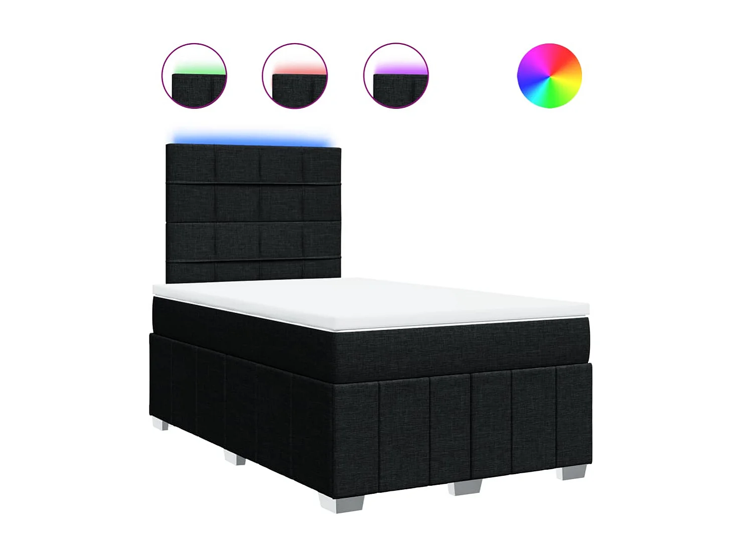 Sommier à lattes de lit avec matelas noir 120x190 cm tissu