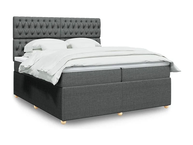 Cama com molas/colchão 200x200 cm tecido cinzento-escuro