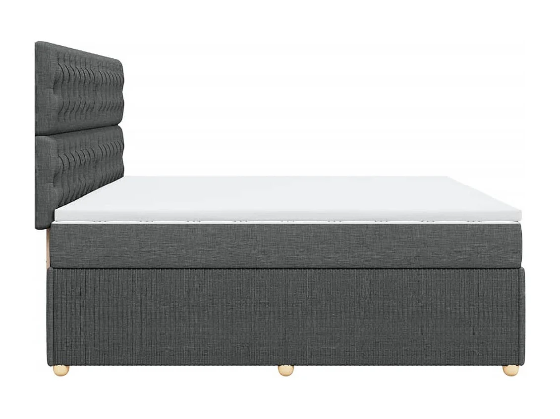Sommier à lattes de lit avec matelas Gris foncé 200x200cm Tissu