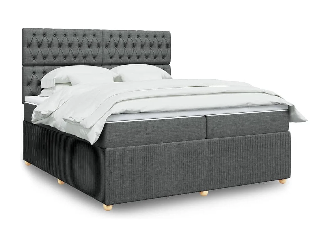Boxspring met matras stof donkergrijs 200x200 cm