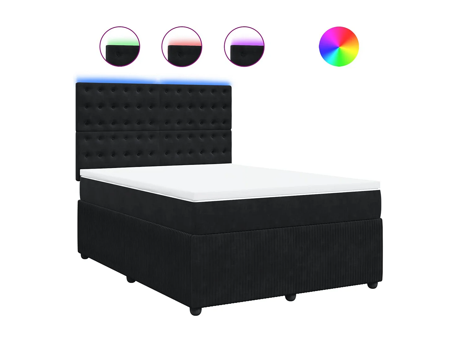 Sommier à lattes de lit avec matelas Noir 140x190 cm Velours