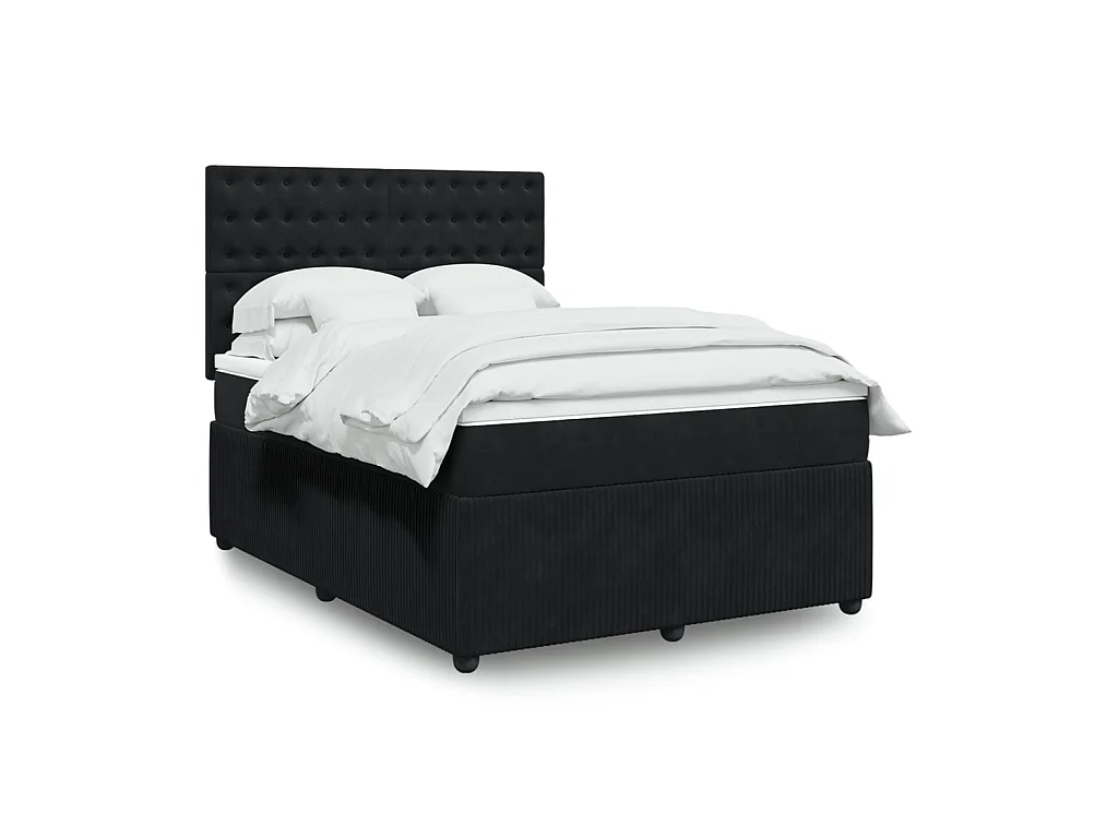 Sommier à lattes de lit avec matelas Noir 140x190 cm Velours