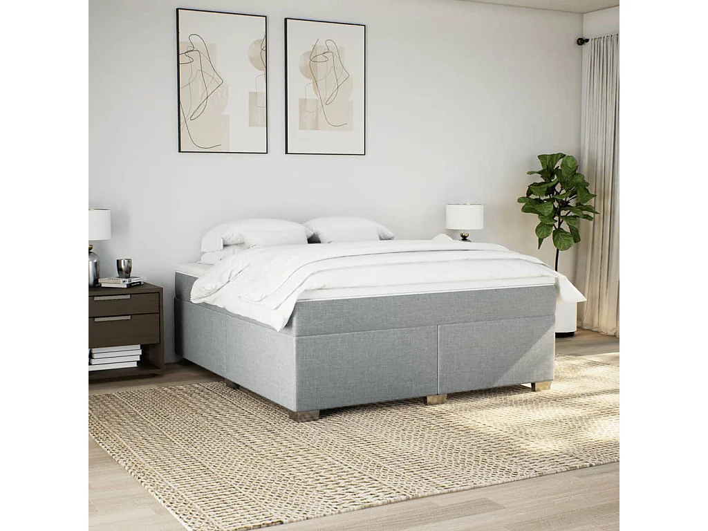 Sommier à lattes de lit avec matelas Gris clair 180x200cm Tissu