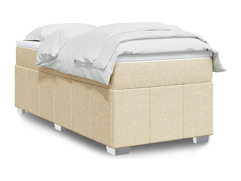 Cama box spring con colchón tela color crema 90x190 cm