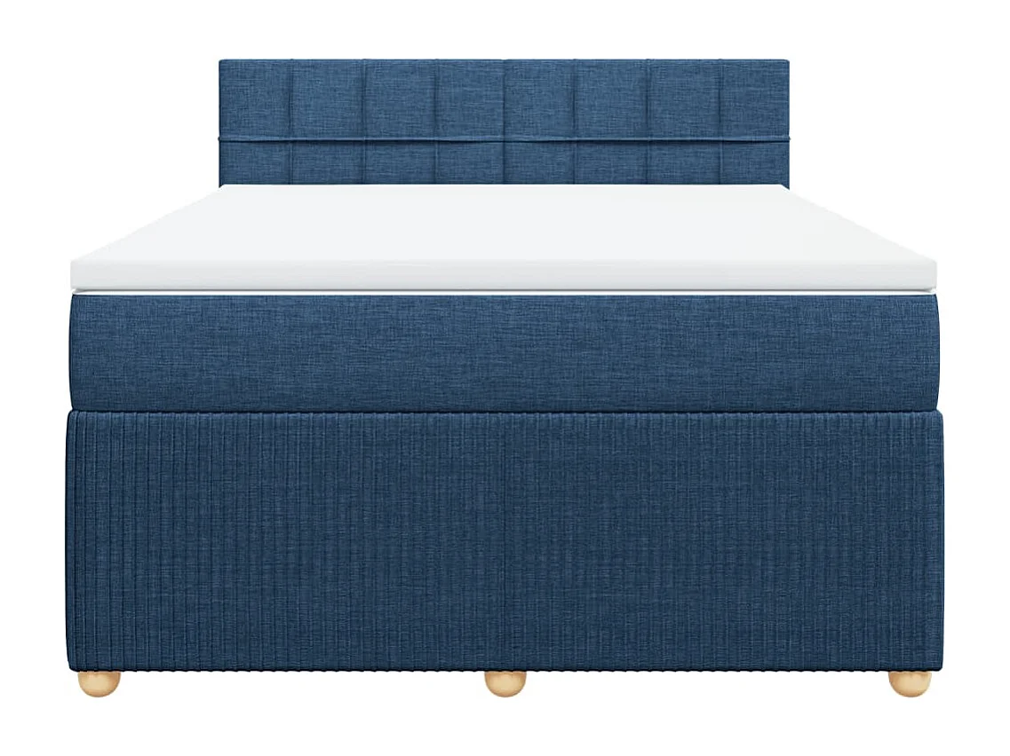 Cama box spring con colchón tela azul 140x200 cm