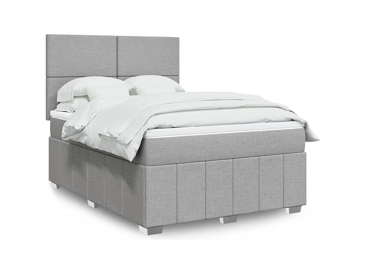 Sommier à lattes de lit avec matelas Gris clair 160x200cm Tissu