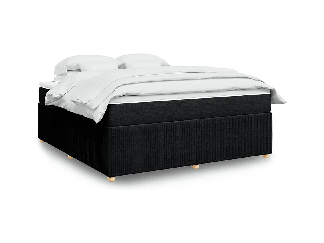 Sommier à lattes de lit avec matelas Noir 180x200 cm Tissu