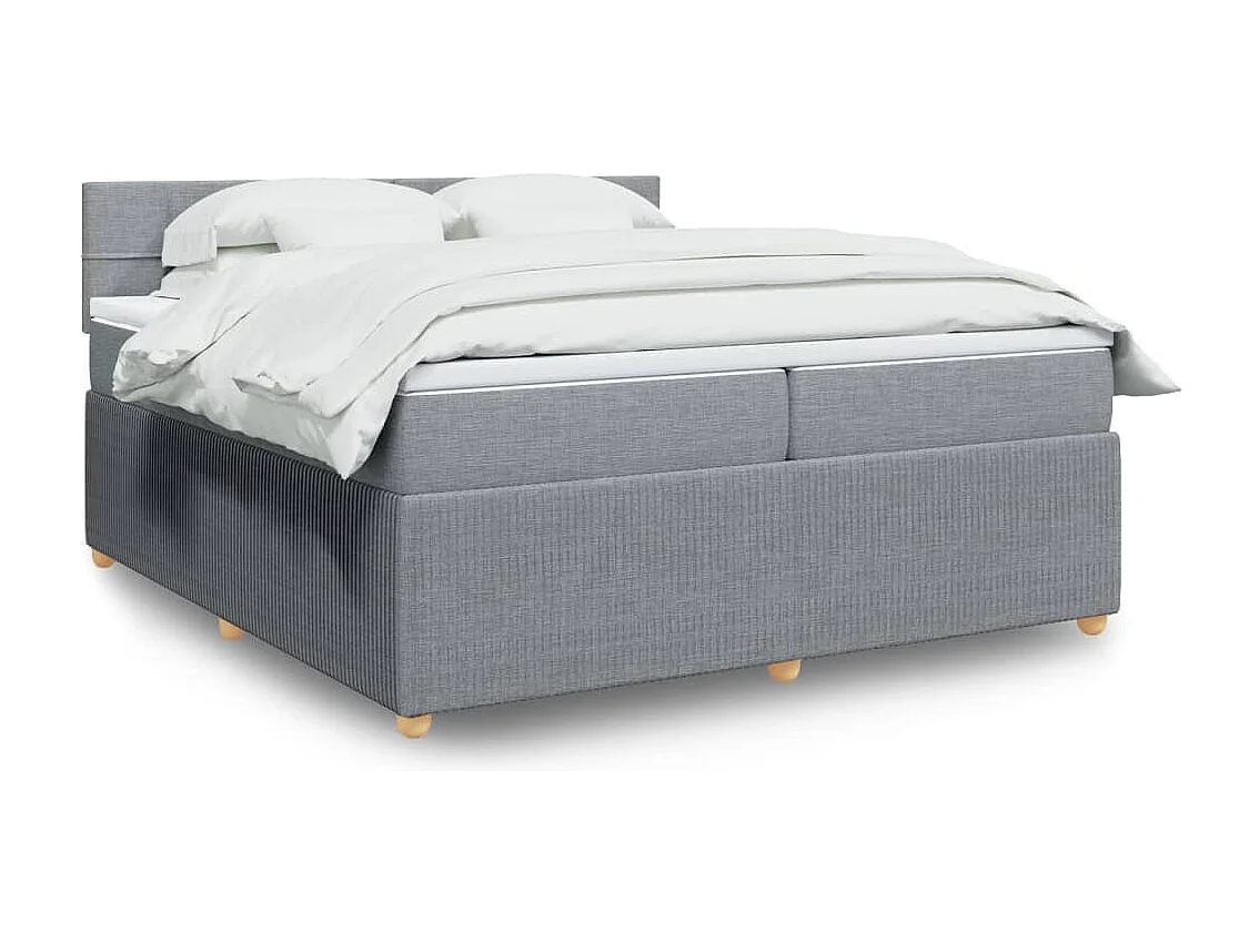 Sommier à lattes de lit avec matelas Gris clair 200x200cm Tissu
