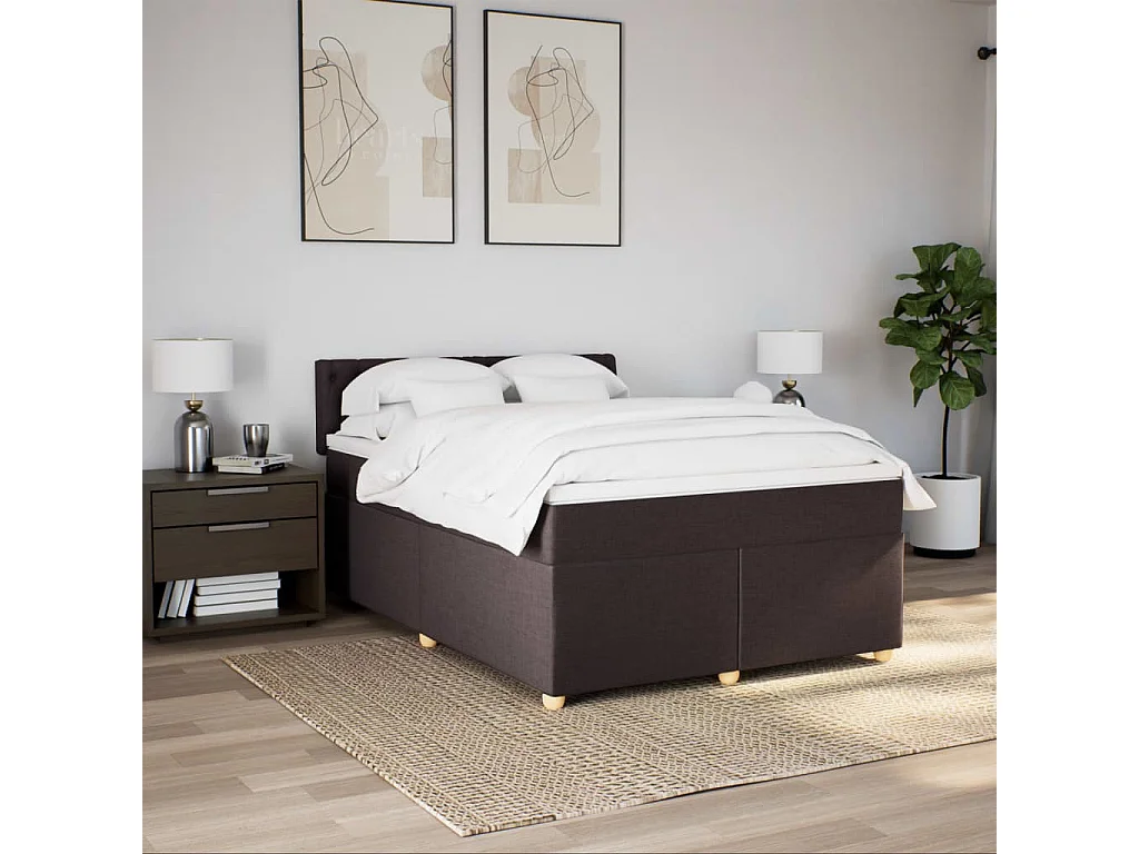 Sommier à lattes de lit avec matelas Marron foncé 160x200 cm